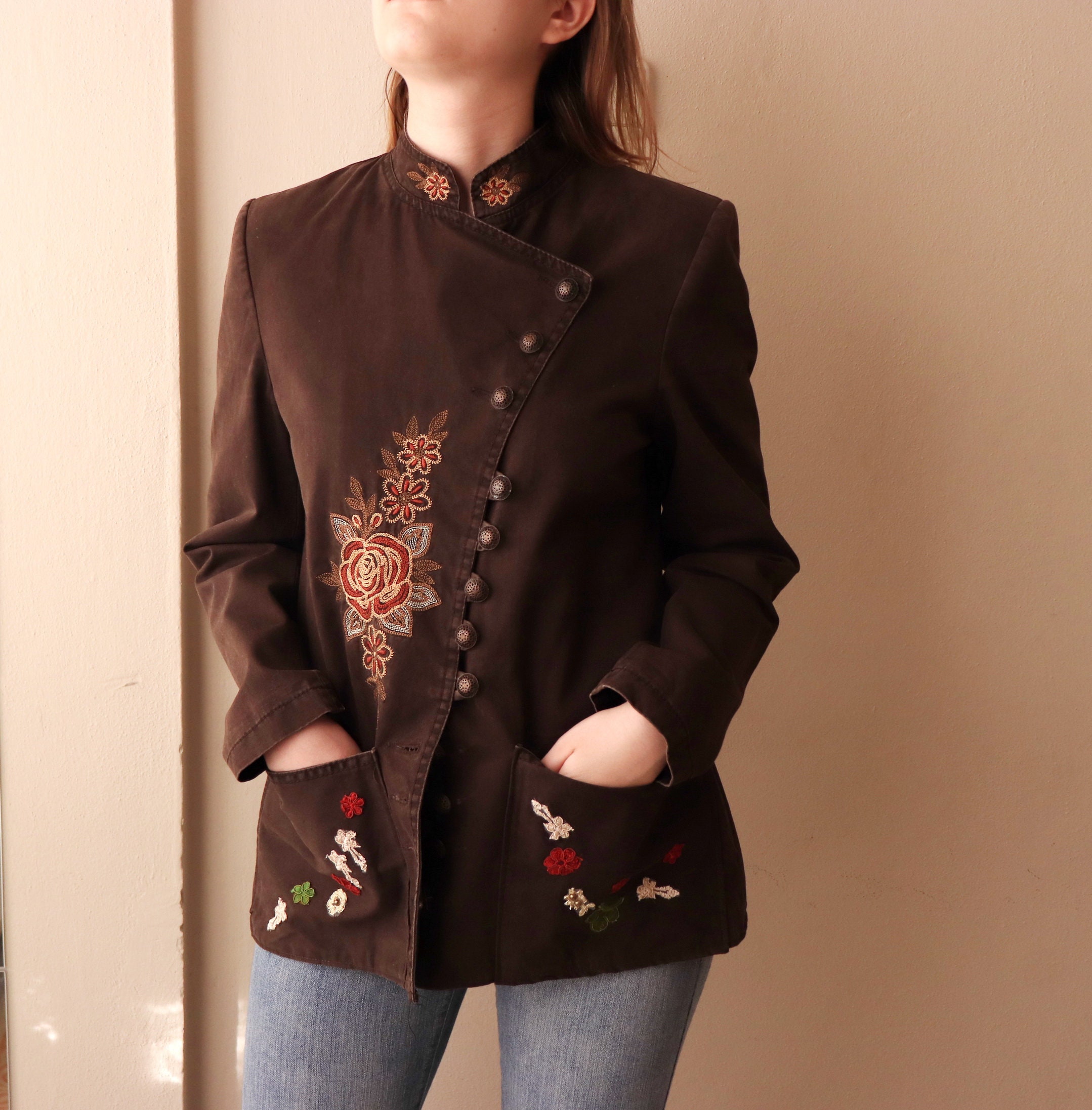 mandarin collar blazer uk