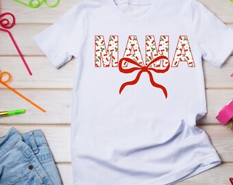 Cherry Bow Coquette Mama PNG, Mom Coquette Png, Soft Girl Aesthetic Shirt Sublimation Design, Mother's Day Girly Ribbon PNG Digital Download