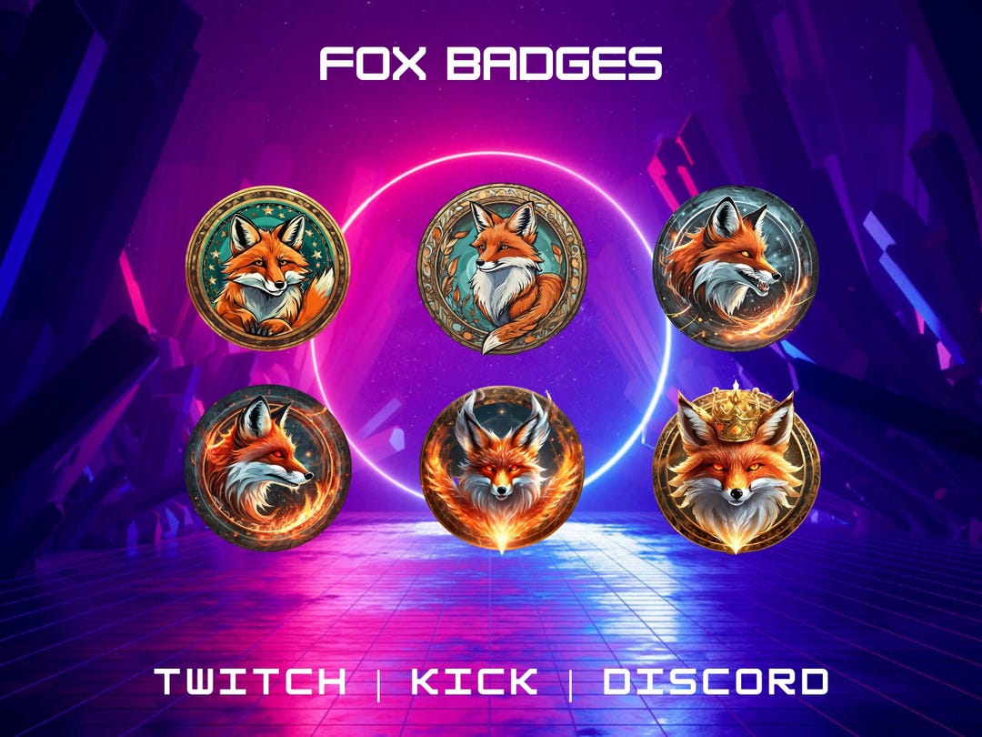 6 Fox Sub Badges Twitch, Youtube, Discord Bit & Sub Badges Animal ...
