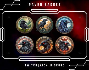 Twitch Raven Sub Badges | Bit Badges | Streamer | YouTube | Cheer Badges | Stream Badges | Twitch Sub Badges | Bird Theme Stream |