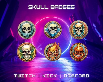Twitch Channel Points | Skull | Immediate Upload | Stream Badges | Discord | Skeleton Head On Fire Badges | Twitch Icon | Pay-To-Use.