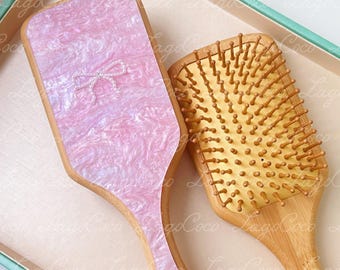 Pink Bow hair brush with pearl customized gift for her bridesmaids gift birthday gift for her party favor bachelorette party graduation gift