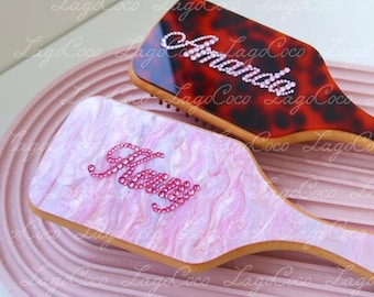Personalized name hair comb brush with rhinestone customized gift for her bridesmaids gift for birthday Mother’s Day gift for mom