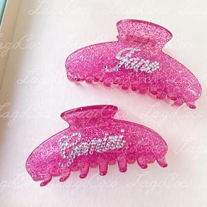 Pink Glitter name hair claw clip custom rhinestone name hair claw clips bling barrette hair clip gift for Mother’s Day  bachelorette party