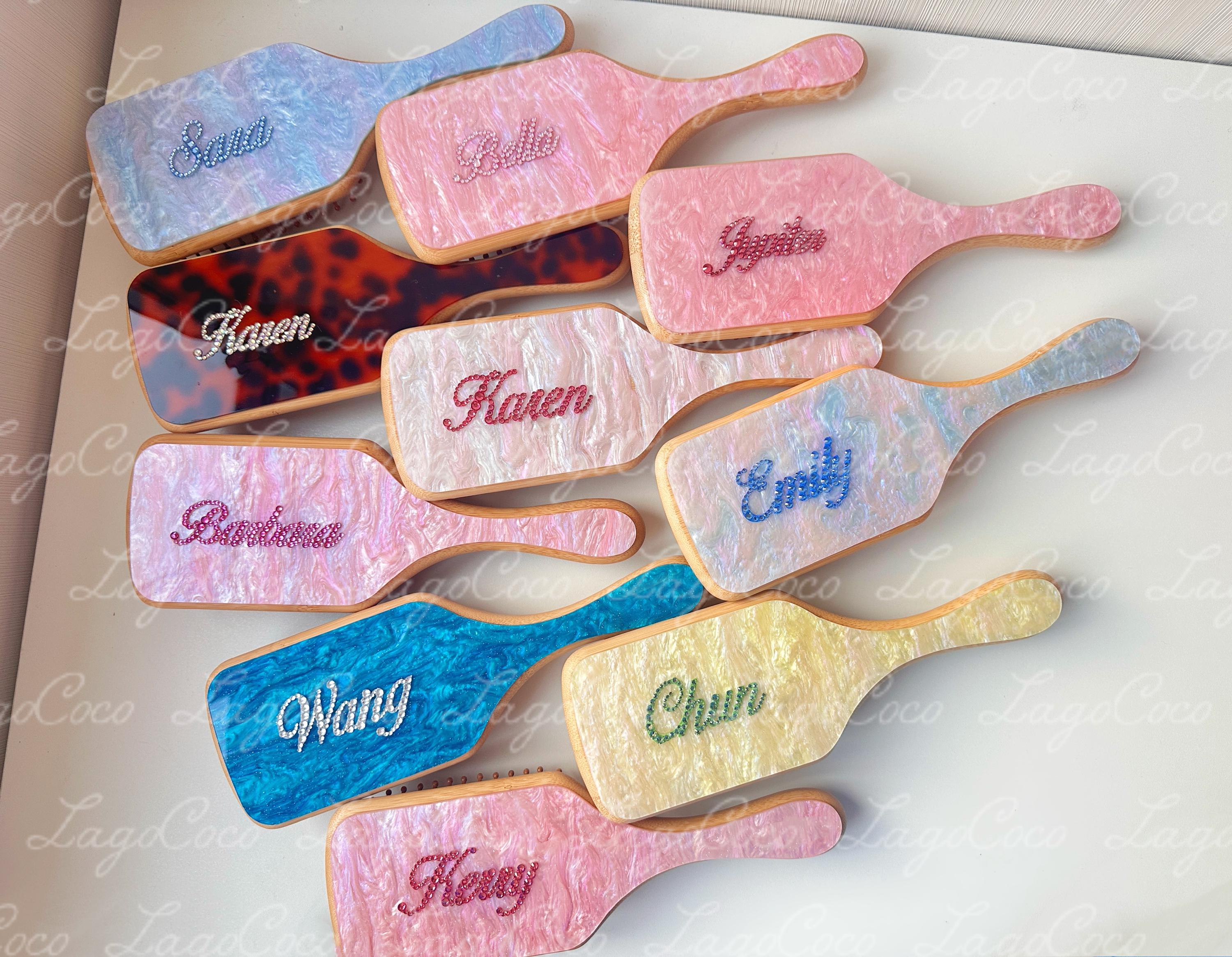 Personalized name hair brush with rhinestone customized gift for her bridesmaids gift for birthday Mother’s Day gift for mom party favor