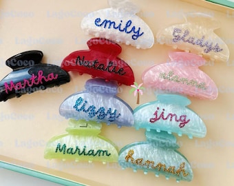 Personalized Rhinestone name custom hair clip claw customized gift for her bridesmaids gift birthday party favors wedding gift name hairclaw