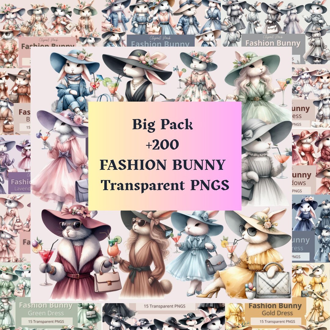 Fashion Bunny Bigpack Discount, +200 PNG-PDF, Color Dresses, Cute ...