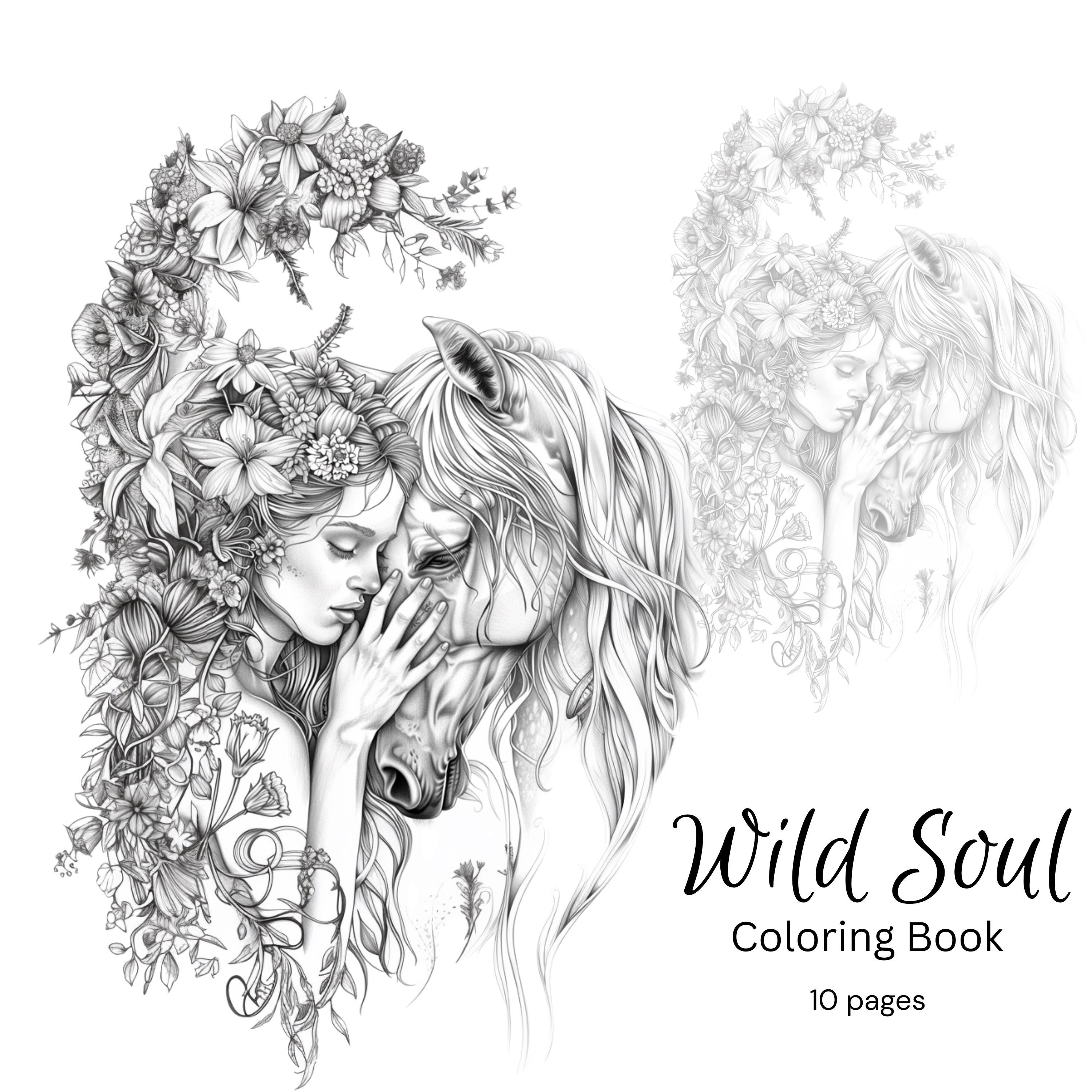 Women with Wild Animals Coloring Book - Digital Download, Wild Animals Lovers, Elegant Women - Stress Relief, Printable PDF for Adults