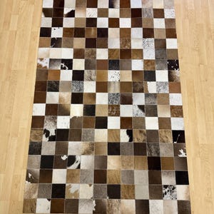Handmade Patchwork Cowhide Carpet, Leather Rug