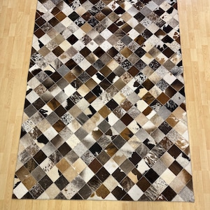 Handmade Patchwork Cowhide Carpet, Leather Rug