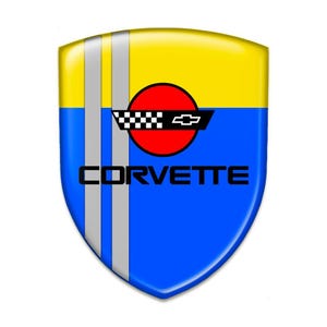 Corvette Shield stickers/Auto Tuning Badge/Self Adhesive cars emblem/100% UV protection/Best Gift for Car Tuning, Phone, Laptop/Cars emblem