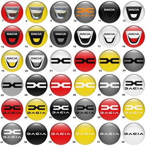 Set of 4 pcs Dacia Domed Silicone Stickers/Emblems Center cap stickers/Wheel Center Hub Caps Of Rims/Self adhesive badges for cars, laptops