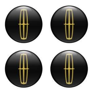 Set x 4 pcs Lincoln Wheel Centre Hub Caps Domed epoxy emblem Self Adhesive Stickers for car interior, Laptops and Phones Handmade