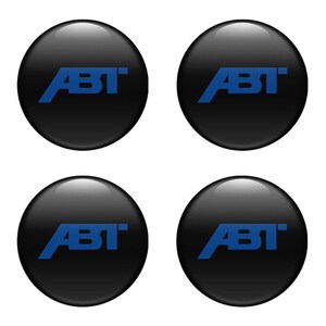 Set of 4 pcs ABT Wheel Centre Hub Caps Domed epoxy emblem 3D Self Adhesive Stickers for car interior, Laptops and Phones Handmade