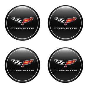 Juego de 4 emblemas para ruedas de Chevrolet Corvette, pegatinas para tapacubos centrales, tapacubos de llantas, pegatinas autoadhesivas para el interior del coche.