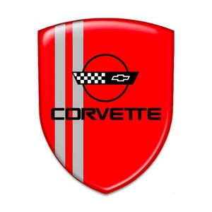 Corvette Silicone Shield Emblem/Epoxy Resin Logo/Auto Tuning Badge, Self Adhesive/Best Gift for Car Tuning, Phone, Laptop/100% UV protection