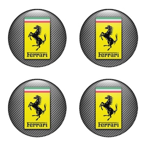 Set of 4 pcs Ferrari Wheel emblems Center cap stickers Wheel Center Hub Caps Of Rims Self Adhesive Stickers for car interior
