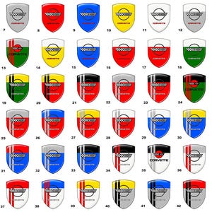 Corvette Shield stickers/Auto Tuning Badge/Self Adhesive cars emblem/100% UV protection/Best Gift for Car Tuning, Phone, Laptop/Car emblem