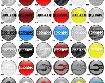 Set of 4 pcs Sparco Wheel Centre Hub Caps Domed epoxy emblem Self Adhesive Stickers for car interior, Laptops and Phones Handmade
