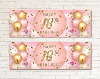Floating Away Balloon Company 18th Birthday Decorations For Her - Pink & Rose Gold Theme Balloons And Banner Set