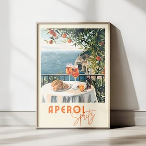 Aperol Spritz Poster - Italienischer Cocktail Wandkunst, Vintage Bar Dekor, Restaurant Print, Aperitivo Ästhetik