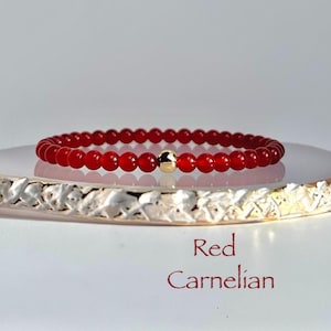 Red Carnelian Bracelet • Grade AA • 4mm Natural Gemstones •  Healing Crystals • Good Luck • Year of The Horse