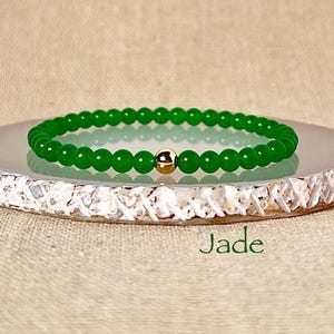 Green Jade • Grade A/AA Color Clarity • Minimalist Beaded Bracelet  • Natural 4mm Gemstones • Healing Crystals