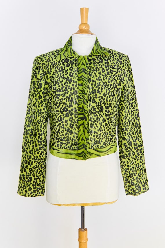 Lime Green Leopard Print Jacket - image 1