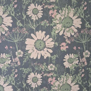 A4 SAMPLE Wild Daisies Wallpaper by Charlotte Hupfield - Dark Green