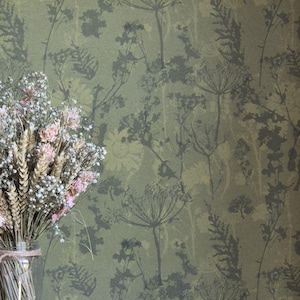 10m roll Countryside Hedgerow Wallpaper by Charlotte Hupfield – Green