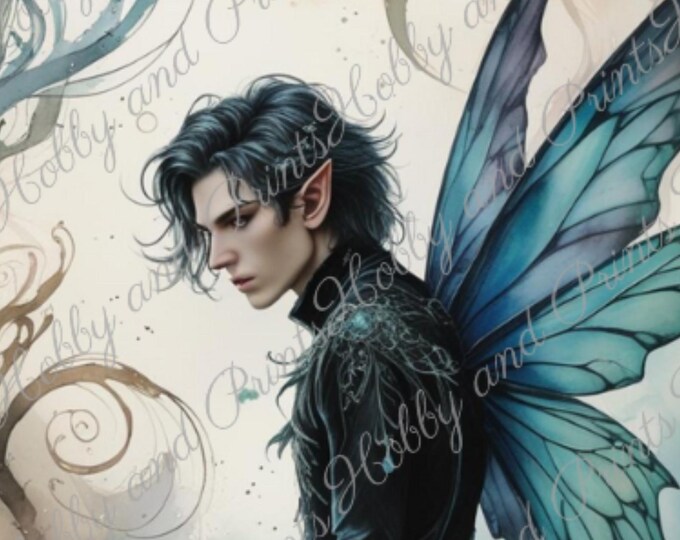 DIY Diamond Painting Full Screen Dark Elf Prince Blue Wings Mystical Fantasy Fairy Legendary Figure Mystery Round Square Special Stones