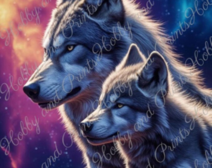 DIY Diamond Painting Full Screen Wolf Father Puppy Young Son Family Galaxy Animal Special Stones Round Square Choice Canvas