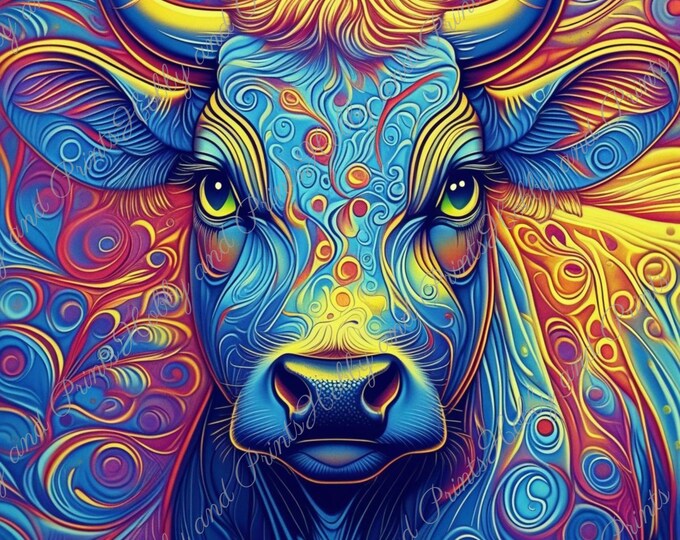DIY Diamond Painting Full Screen Psychedelic cow Colorful Painting Special Stones Animal Lovers Fantasy Choice Canvas Round & Square