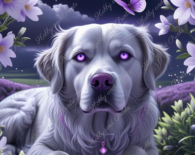 DIY Diamond Painting Full Screen Dog Golden Retriever Night Flowers Dream Magic Fantasy Animal Lover Moon Butterfly Special Stones