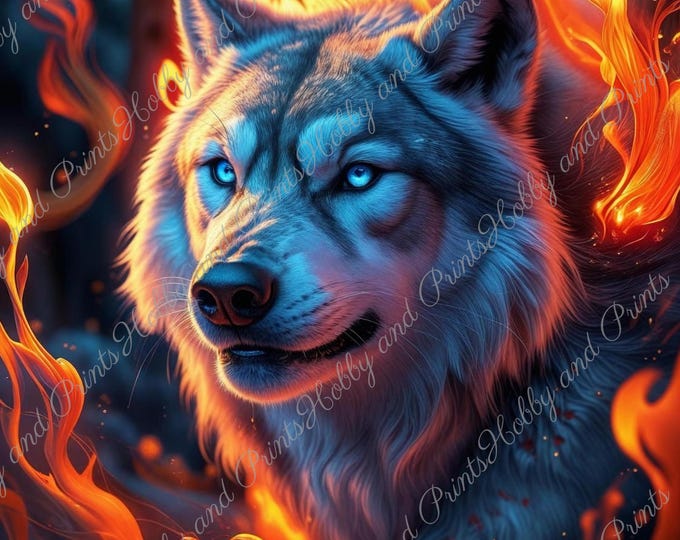 DIY Diamond Painting Full Screen Wolf Fire Power Strength Portrait Animal Motif Special Diamonds Wild Animals Choice Canvas Round Square