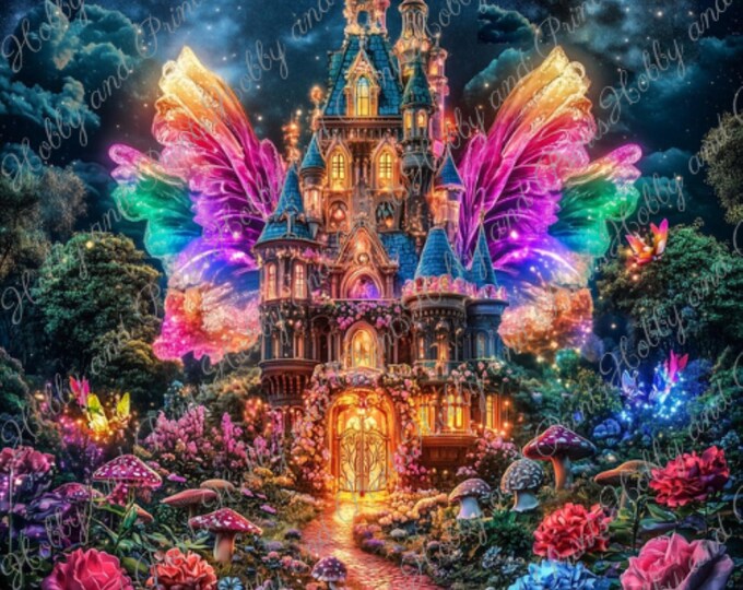 DIY Diamond Painting Full Screen Dream Castle Elf Wings Night Garden Manga Fantasy Anime Special Stones Round Square Choice Canvas