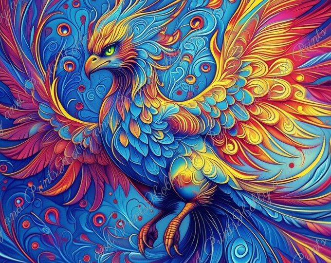 DIY Diamond Painting Full Screen Psychedelic phoenix Colorful Painting Special Stones Animal Lovers Fantasy Choice Canvas Round & Square