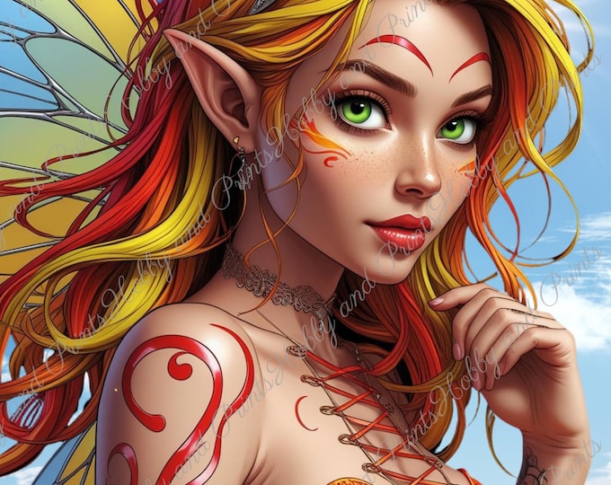 DIY Diamond Painting Full Screen Elf Fairy Magic Sun Fire Tattoo Fantasy Comic Manga Legendary Special Stones Choice Canvas Round Square