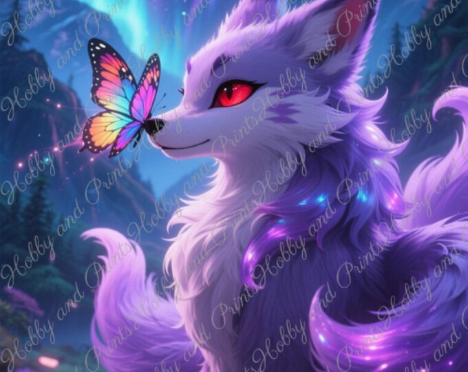 DIY Diamond Painting Full Screen Fox Butterfly Aurora Mystical Night Mountains Fantasy Anime Manga Comic Special Stones Square Round