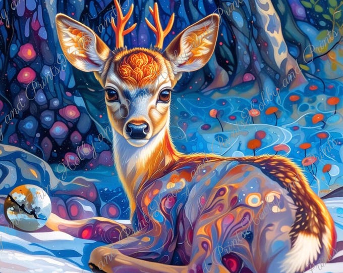 DIY Diamond Painting Full Screen Deer Forest Animals Stag Deer Kids Winter Forest Fantasy Anime Special Stones Choice Canvas Round Square