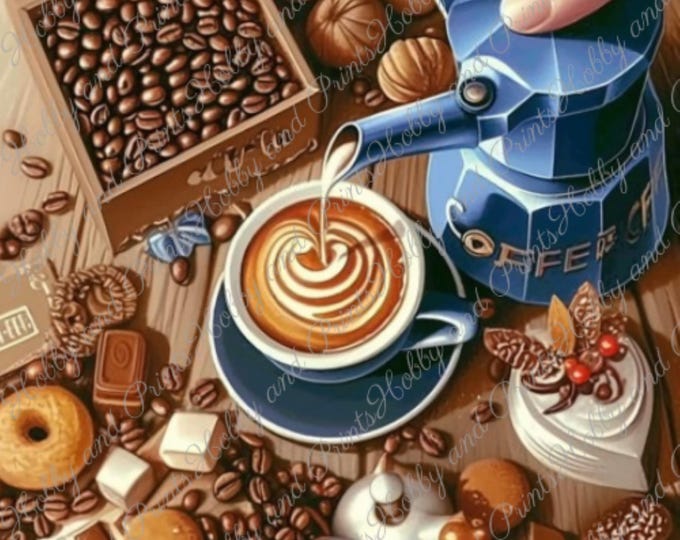 DIY Diamond Painting Full Screen Coffee Motif Cup Pot Pastry Place Setting Tea Party Comic Special Stones Round Square Choice Canvas