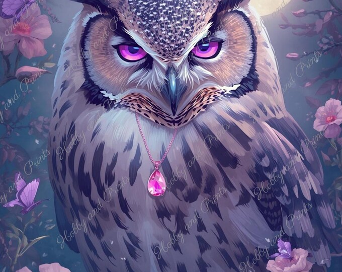 DIY Diamond Painting Full Screen Owl Eagle Owl Bird Night Flowers Dream Magic Fantasy Animal Lovers Moon Butterfly Atmosphere Special Stones