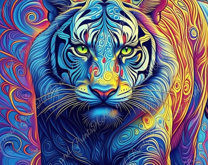 DIY Diamond Painting Full Screen Psychedelic Tiger Colorful Painting Special Stones Animal Lovers Fantasy Choice Canvas Round & Square
