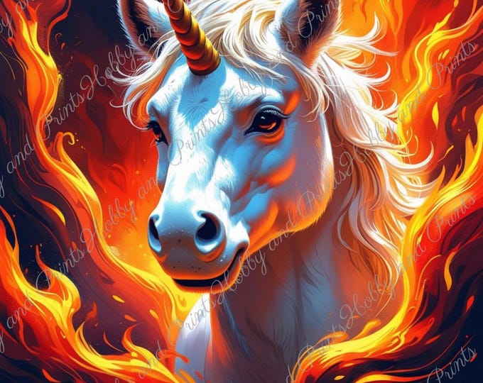 DIY Diamond Painting Full Screen Unicorn Fire Flames Inferno Mysticism Legendary Figure Fantasy Special Diamonds Choice Canvas Round Square