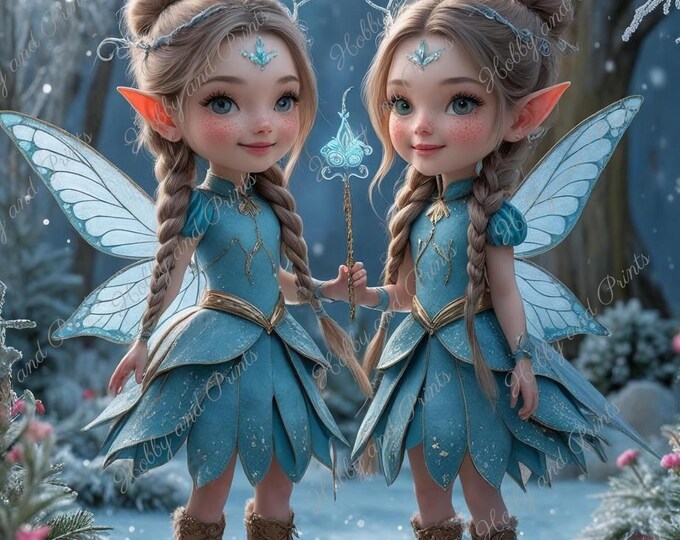 süße Winterelfen Zwillinge