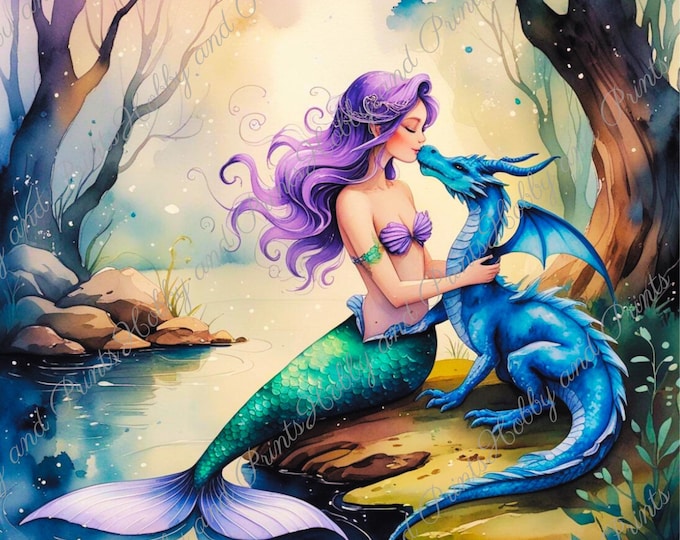 DIY Diamond Painting Full Screen Mermaid Dragon Water Fantasy Lake Mysticism Mythical Creature Legendary Figure Round Square Special Stones