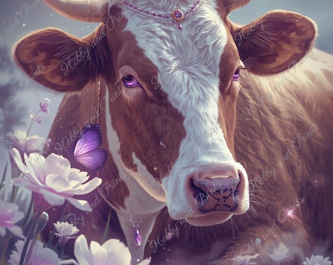 DIY Diamond Painting Full Screen Cow Fantasy Night Magic Moon Flowers Mysticism China Special Stones