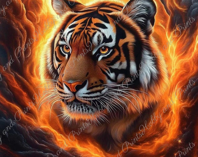 DIY Diamond Painting Full Screen Fire Tiger Majesty Flames Power Wild Safari Savannah Wildlife Special Stones Choice Canvas Round Square