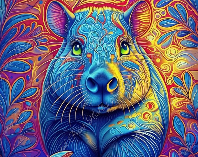 DIY Diamond Painting Full Screen Psychedelic capybara Colorful Painting Special Stones Animal Lovers Fantasy Choice Canvas Round & Square