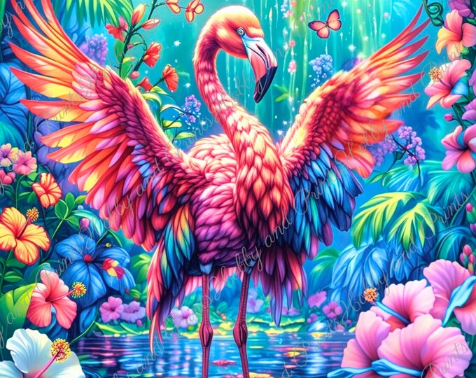 DIY Diamond Painting Full Screen Exotic Flamingo Tropical Paradise Special Stones Fantasy Comic Choice Canvas Round Square